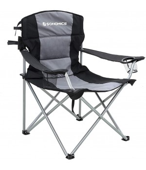 SONGMICS Chaise de Camping Pliante XL avec Coussin en éponge Large et Confortable Structure Durable Charge Max 150 kg Chaise d’extérieur