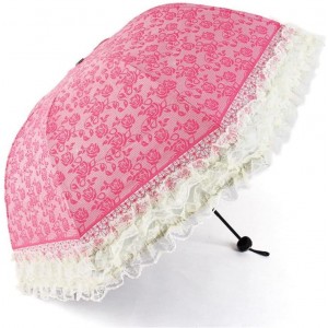 AMYMGLL Parapluie parapluie parapluie anti-UV doublure en dentelle double en dentelle 5 couleurs  1  radius: 59cm *8k