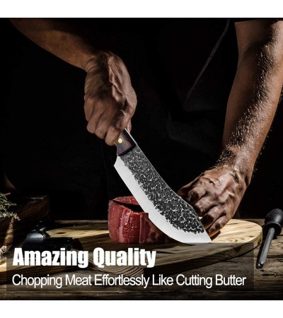JASON Couteau à viande professionnel 30cm Couteau de cuisine tranchant Couteau de cuisine grill Couteau hachoir Damas pour le barbecue Camping Activités de plein air